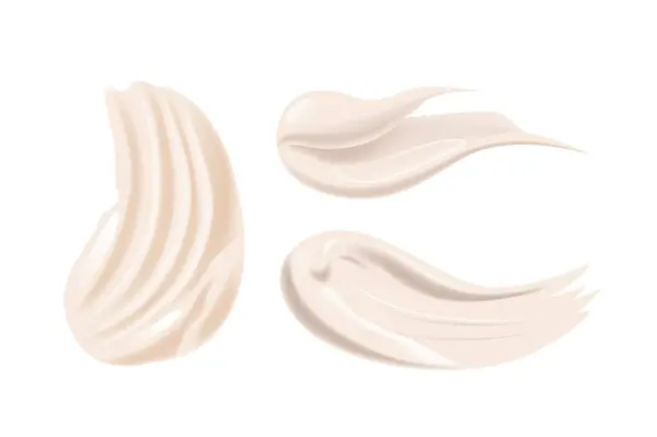 Cream Strokes Feature Realistické Vektorové Textury Krémové Bílé Kosmetické Výrobky — Stockový vektor