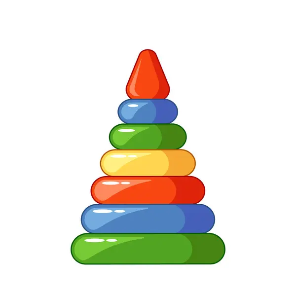 Juguete Colorido Pirámide Juguete Aislado Con Cada Capa Cabe Poste — Archivo Imágenes Vectoriales