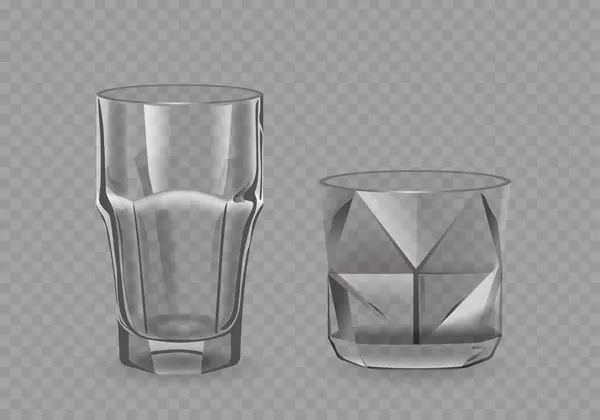 实际饮用的玻璃杯具有圆柱形或稍细锥形的特点 从清晰耐用的玻璃杯中雕刻而成 适用于舒适弹跳和稳定平衡底座的具有平滑弹跳的各种弹跳 — 图库矢量图片