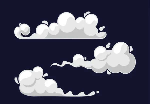 Cartoon White Cloud Smoke Trails Cigarette Hot Drink Steam Explosion — Stock Vector