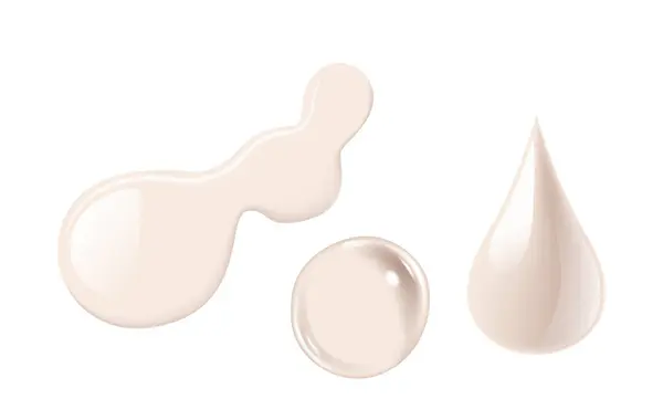 Cream Strokes Blobs Veya Drops Gerçekçi Beyaz Kozmetik Ürünleri Vektör — Stok Vektör