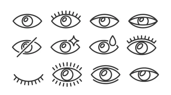Verzameling Van Veelzijdige Outline Eye Icons Bereik Van Eenvoudige Lijntjes Vectorbeelden