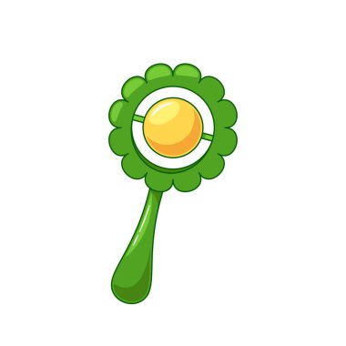 Renkli, içinde boncuklar olan plastik tıkırtı sallandığında hafif sesler çıkarıyor. Kalıplı yüzeyi bebek pençesi için mükemmel. Beyaz Arkaplan 'da izole edilmiş bir armut çuvalı. Çizgi film Vektör İllüstrasyonu