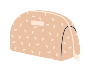 Modern bej kadınlar için cüzdan, zarif bir serpinti deseni ile süslenmiş, klasik tarz ve çağdaş tasarımın bir karışımını temsil ediyor. Modaya uygun günlük aksesuarlar. Çizgi film Vektör İllüstrasyonu