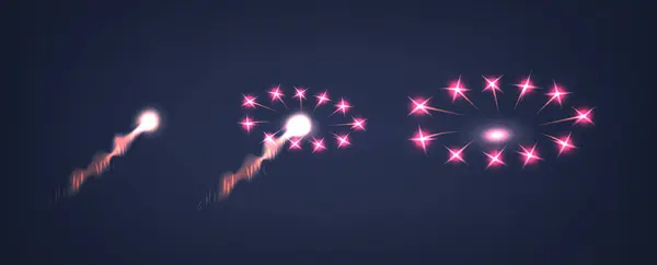 Vector Sequence Light Fireworks Effects Beginnend Mit Einer Lichtspur Die Vektorgrafiken