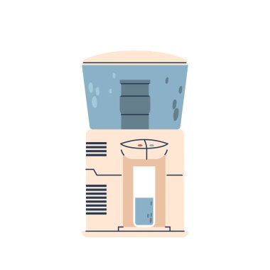 Vektör Çağdaş Su Süzme Birimi, Detaylı ve Modern Süzgeç Tasarımı ve Arındırma Teknolojisi. İllüstrasyon R: Temiz Su Çözümleri ve Gelişmiş Filtreleme Sistemleri