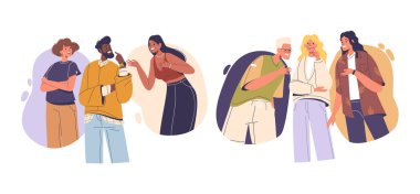 Aşk partneri seçme kavramı. Modern bir ortamda samimi ifadeleri olan, sevgi, ilişki ve sosyal etkileşim arayan farklı insanlar. Çizgi film Vektör İllüstrasyonu