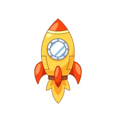 Canlı çizgi film roket vektör ilüstrasyonu, çocuk kitapları ya da eğitimsel materyaller için mükemmel. Renkli Tasarım Genç Zihinlere İlham Vermek İçin Eğlenceli ve Hayali Bir Uzay Teması Gösteriyor