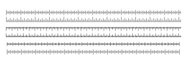 Metrik ve İmparatorluk Birimlerinin yer aldığı üç ölçü cetveli. Eğitim, Mühendislik ve Tasarım Maksatları İçin Mükemmel Doğruluk ve Kesinlik Gerektiriyor. Net ve Hassas Ölçüm Araçları