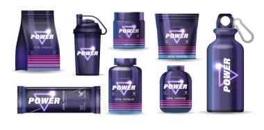 Sportif Beslenme Ürünleri Koleksiyonu Protein Tozu, Titretici Şişe, Su Şişesi ve Sporcular ve Spor Tutkunları İçin İlaveler Performans ve İyileşmeyi Geliştirmek İçin Tasarlandı