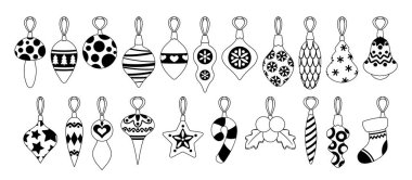 Siyah ve Beyaz Noel Ağacı Dekorasyonu koleksiyonunda Baubles, Stars ve Candy Baes yer alıyor. Geleneksel ve kaprisli bir dokunuş eklemek, neşeli ruhu geliştirmek için bayram süsleri.