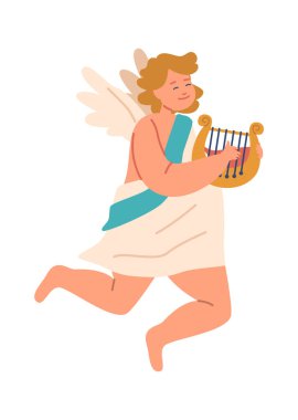 Melek arpçı müzik çalıyor.