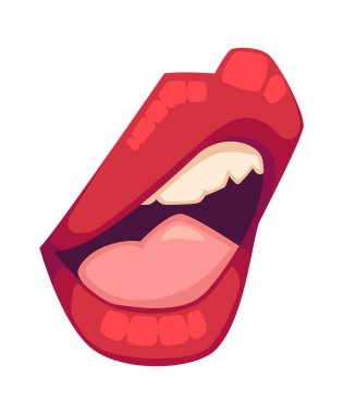 Kızgın bağıran kadın ağzı.