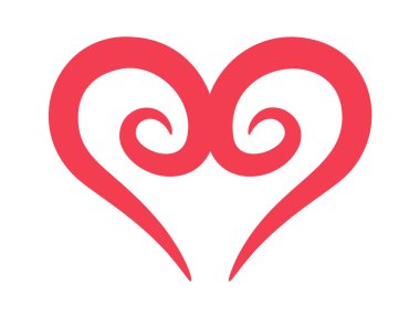 Kırmızı kıvrımlı kalp şekli