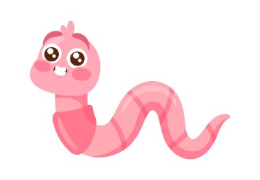 Korkak komik yağmur solucanı sürünüyor.