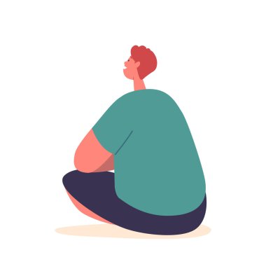 Yerde oturan neşeli çocuk karakteri, içten bir gülümsemeyle ışıldıyor, masumiyet ve mutluluk saçıyor, dinle hikaye, çocukluk mutluluğunu yakalıyor. Çizgi film İnsanları Vektör İllüstrasyonu