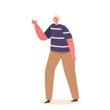 Mutlu Çocuk Eğlence ve Neşelenme Beyaz Arkaplanda tecrit edildi. Ergen çocuklar oynuyor, el sallıyor, gülüyor. Bebek Erkek Karakteri Oyun Eğlencesi, Çocukluk, Mutluluk. Çizgi film İnsanları Vektör İllüstrasyonu