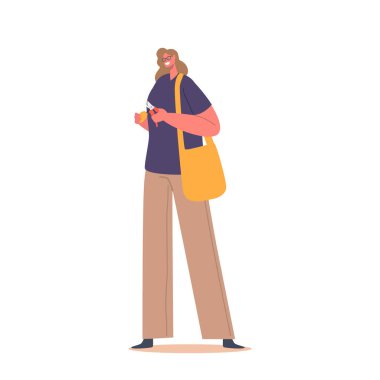 Kadın, elinde kesici aletlerle elinde ustalık ve hassasiyetle önüne çıkan her projenin üstesinden gelmeye hazır bir şekilde ayakta duruyor. Kadın Karakter Satın Alma Aracı. Çizgi film İnsanları Vektör İllüstrasyonu