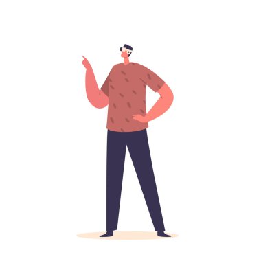 Genç Adam Sanal Kulaklıkla Oynuyor ya da Öğreniyor. Karakter, beyaz arka planda izole edilmiş Vr gözlük takıyor. Futuristik Teknolojiler, Eğlence ya da Oyun Konsepti. Çizgi film İnsanları Vektör İllüstrasyonu