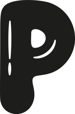 P harfi İngiliz alfabesi siyah