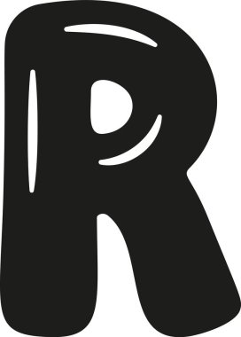 R harfi İngiliz alfabesi siyah