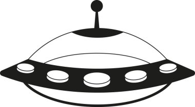Fantezi UFO kozmik mekiği siyah-beyaz