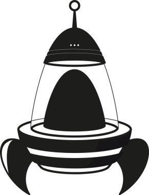 Fantezi uzay gemisi Arayüz elementi siyah-beyaz