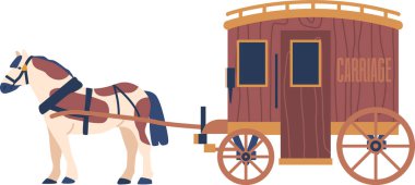 At ahşap arabaya bağlandı.