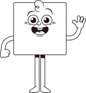 Square cute geometric figure black-and-white