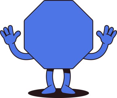 Blue octagon geometric figure character