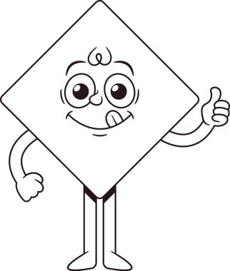 Diamond geometric figure gesturing thumbsup