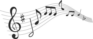 Tek renkli müzik notaları dalgası