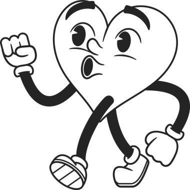 Siyah-beyaz tasasız kalp simgesi yürüyüşü