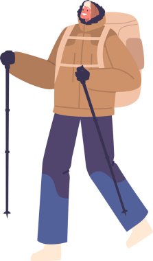 Kışın seyahat eden adam.