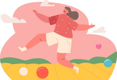 Şişme çocuk parkında oynayan kız