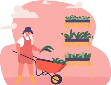 Çiçekleri önemseyen kız bahçecilik öğreniyor