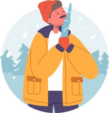 Çocuk buz sarkıtı yalıyor.