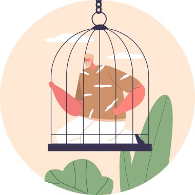 Kafesteki depresyondaki adam