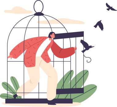 Kadın kuş hücresinden ayrılıyor