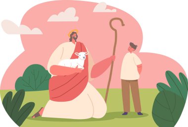 İsa ile koyun konuşuyor çocuk.