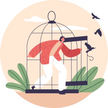 Kafesten çıkan kadın.