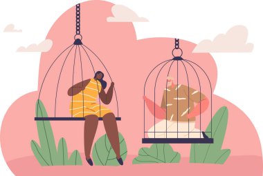 Farklı kafeslerdeki insanlar konuşuyor.