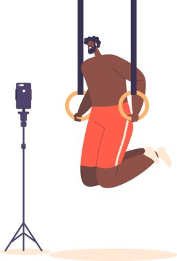 Sporcu jimnastik salonu amuda kalkar.