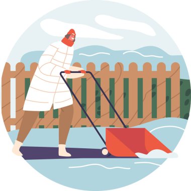 Kardan bahçeyi temizleyen kadın