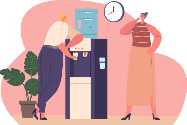 Kadın ofis çalışanları su içiyor.