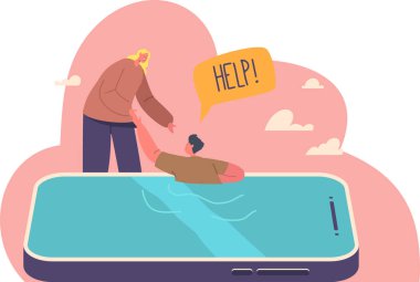 Anne çocuğu akıllı telefondan kurtarıyor.