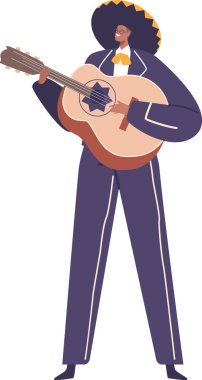 Mariachi müzisyeni gitar çalıyor.