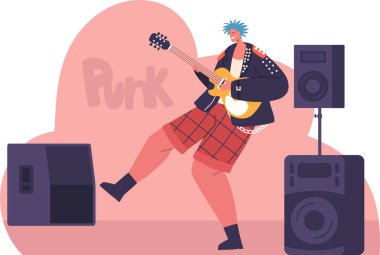 Punk rock müzisyeni konser veriyor.