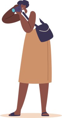 Fotoğraf makinesi olan genç bir turist.