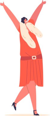 Eski moda elbiseli kadın dansçı.